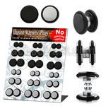 mgmpr display 18 plugs falsos magneticos acero brillo espejo acero anodizado negro anillos goma 6 10mm al por mayor