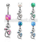 moop475 piercing ombligo acero 316l opalo redondo colgante gata opalos sinteticos mayorista