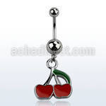 msd382 piercing ombligo acero quirurgico bolas acero liso 5 8mm par cerezas rojas pintadas s distribuidor