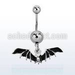 msd569 piercing ombligo acero quirurgico bolas acero liso 5 8mm murcielago negro colgado al por mayor
