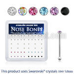 nb6mxsw 925 silver nose bones assorted swarovski crystal