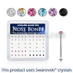 nb9mxsw 925 silver nose bones assorted swarovski crystal