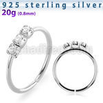 nhdm 925 silver seamless nose ring 1.5mm prong set color crystals