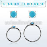 nhge7 aro continuo nariz plata 925 con genuina 2mm turquesa engastada distribuidor
