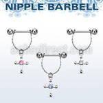 npdl21 banana pezon acero quirurgico bolas 5mm conectadas cruz zirconia mayorista