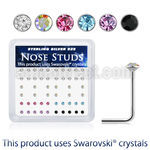 ns14mxsw 925 silver nose studs assorted swarovski crystal