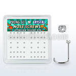 nwpbc caja display 52 piercing nariz l plata esterlina 0 6mm cristal 1 5mm mayorista