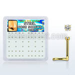 nwtz15xc caja unidades piercing nariz acero chapado pvd dorado cz redonda color claro