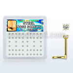 nwtz2xc caja unidades piercing nariz acero chapado pvd dorado cz redonda color claro