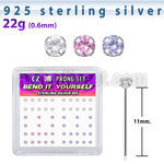 nyczbxm caja display piercing nariz doblar tu mismo plata esterlina 925 0 6mm zirconia redondas 2mm distribuidor mayorista