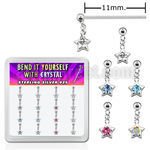 nyds16 caja display 16 piercing nariz doblar tu mismo plata esterlina 925 0 6mm estrella cristal estrella colgado al por mayor