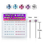 nypbmm caja display piercing nariz doblar tu mismo plata esterlina 925 0 6mm cristal redondos 1 5mm 2mm al por mayor