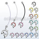 pnd672 piercing ombligo embarazada bolas 5mm acero colgante cristal tachonado delfin longitud 50mm distribuidor mayorista