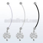 pnd697 piercing ombligo embarazada bolas 5mm acero colgante arbol vida plata longitud 50mm distribuidor