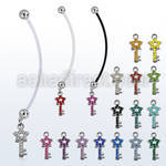 pndstky piercing ombligo embarazada bolas 5mm acero colgante llave estrella cristal plata longitud 50mm distribuidor mayorista
