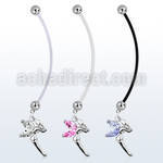 pndz103 piercing ombligo embarazada bolas 5mm acero colgante hada alas zirconia longitud 50mm al por mayor