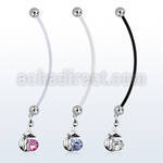 pndz378 piercing ombligo embarazada bolas 5mm acero colgante gata zirconita redonda longitud 50mm mayorista
