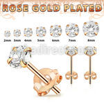 rprz one pair rose gold plated silver ear studs cz