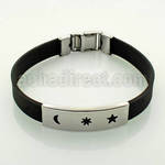 sbl15 brazalete banda piel placa brillo espejo acero inoxidable luna estrella sol cortado mayorista