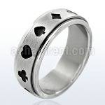 sr116 anillo giratorio acero inoxidable brillo espejo juego cartas negro al por mayor