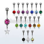 steel belly banana w 8mm jewel ball w dangling steel star