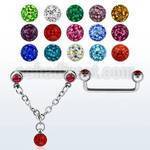 suddl1 barbell superficial industrial acero quirurgico 90 grados bolas joya 6mm conectadas traves multi cristal ferido 5mm venta