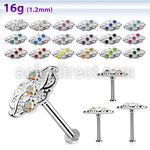 tlb40 labret tragus acero 316l base redonda 2 5mm tragus piercing hoja tres cristal la esta plata al por mayor