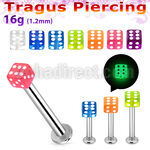 tlbgld3 labret tragus acero 316l base redonda 2 5mm tragus piercing dado acrilico 3mm brilla oscuridad distribuidor mayorista