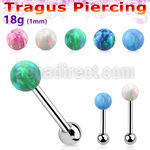 trgop4ss piercing tragus acero quirurgico 1mm opalo 3mm bola 3mm acero liso inferior distribuidor