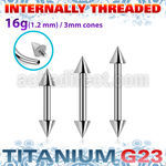 ubbecn3i titanium g23 internal barbell 3mm cones
