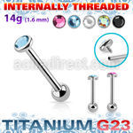 ubbimfb5 titanium barbell 14g flat crystal top ball internal