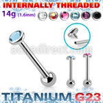 ubbimfb5 titanium barbell 14g flat crystal top ball internal