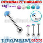 ubbinfop5 titanium barbell 14g flat cabochon opal internal