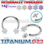 ucbih58 titanium circular barbell 14g flower top cz internal