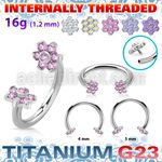 ucbin10 titanium circular barbell 16g flower top cz internal