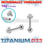 uhein14 titanium g23 internally threaded barbell triple balls