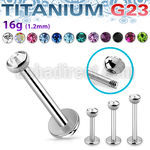 ulbhjb3 titanium g23 labret 16g bezel set half jewel ball