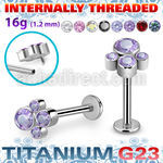 ulbin22 titanium g23 labret four bezel cz cluster internal