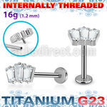 ulbin26 titanium g23 labret 16g three baguette cz internal