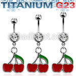 umcd382 piercing ombligo titanio g23 bolas 5 8mm joya bisel manzanas rojas s hoja verde distribuidor