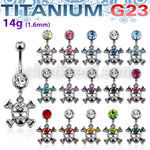 umcdsk4 piercing ombligo titanio g23 bolas joya bisel 5mm 8mm calavera cristal 10mm mayorista