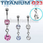 umcdz372 piercing ombligo titanio g23 bolas joya bisel 5mm 8mm zirconia redonda al por mayor