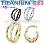 usgsh33 titanium hinged segment ring triple hoop rings cz