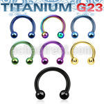 utcbb3 anodized titanium g23 circular barbell two balls