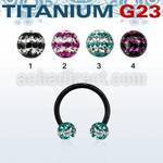 utcbfr5d barbell circular titanio g23 anodizado bolas multi cristal 5mm triple linea al por mayor