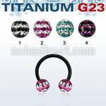 utcbfr6d barbell circular titanio g23 anodizado bolas multi cristal 6mm triple linea al por mayor