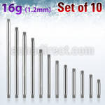 xbb16g pack 10 barras barbell acero 316l brillo espejo rosca distribuidor