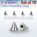 xcn25xs pack 10 bolas acero quirurgico 2 5mm rosca distribuidor