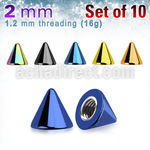 xcnt2 pack 10 conos acero quirurgico anodizado 2mm rosca distribuidor