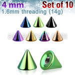 xcnt4g pack 10 conos acero quirurgico anodizado 4mm rosca venta